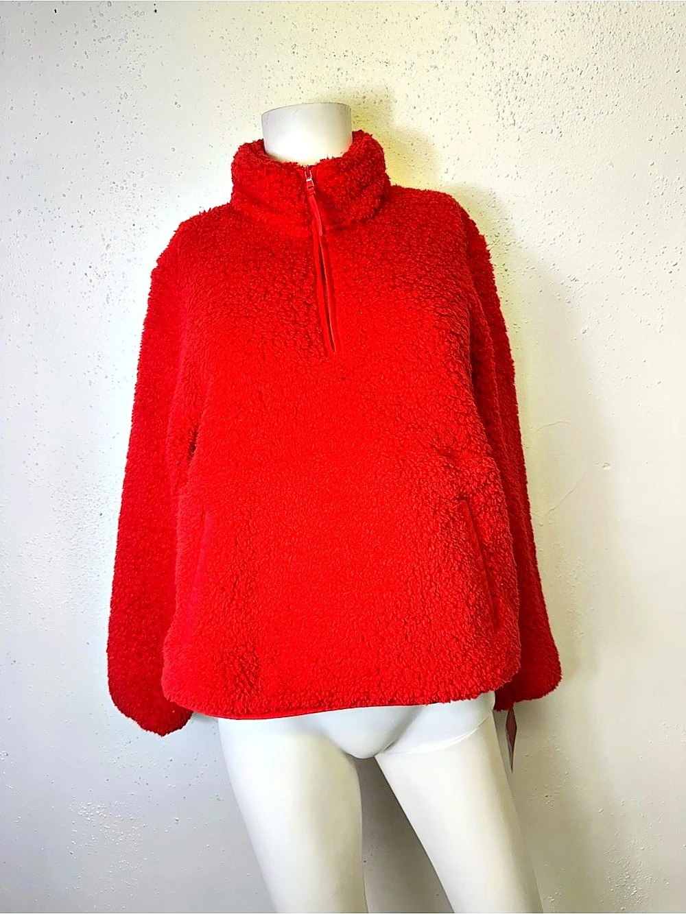 Wondershop Women’s Quarter Zip Sherpa Jacket - Red Size med - New